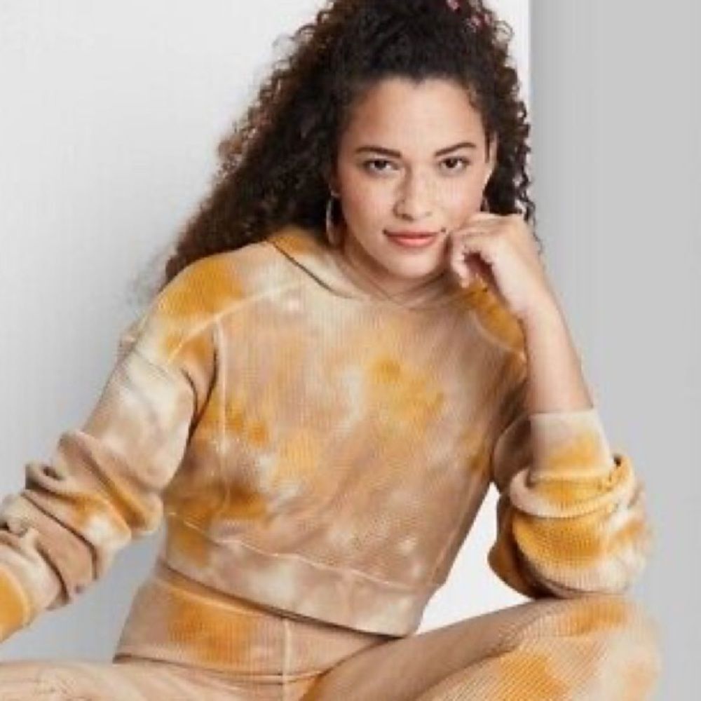 3for$20 NWT NWT Wild Fable Mustard Yellow Waffle Knit Cropped Hoodie